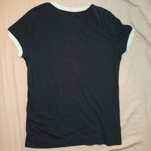 Aeropostale Black Throwback Style T-shirt Black Ringer Women's Size XL - Picture 4 of 4